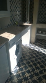 mosaico hidráulico padrão Gelo aplicado numa cozinha na Trafaria