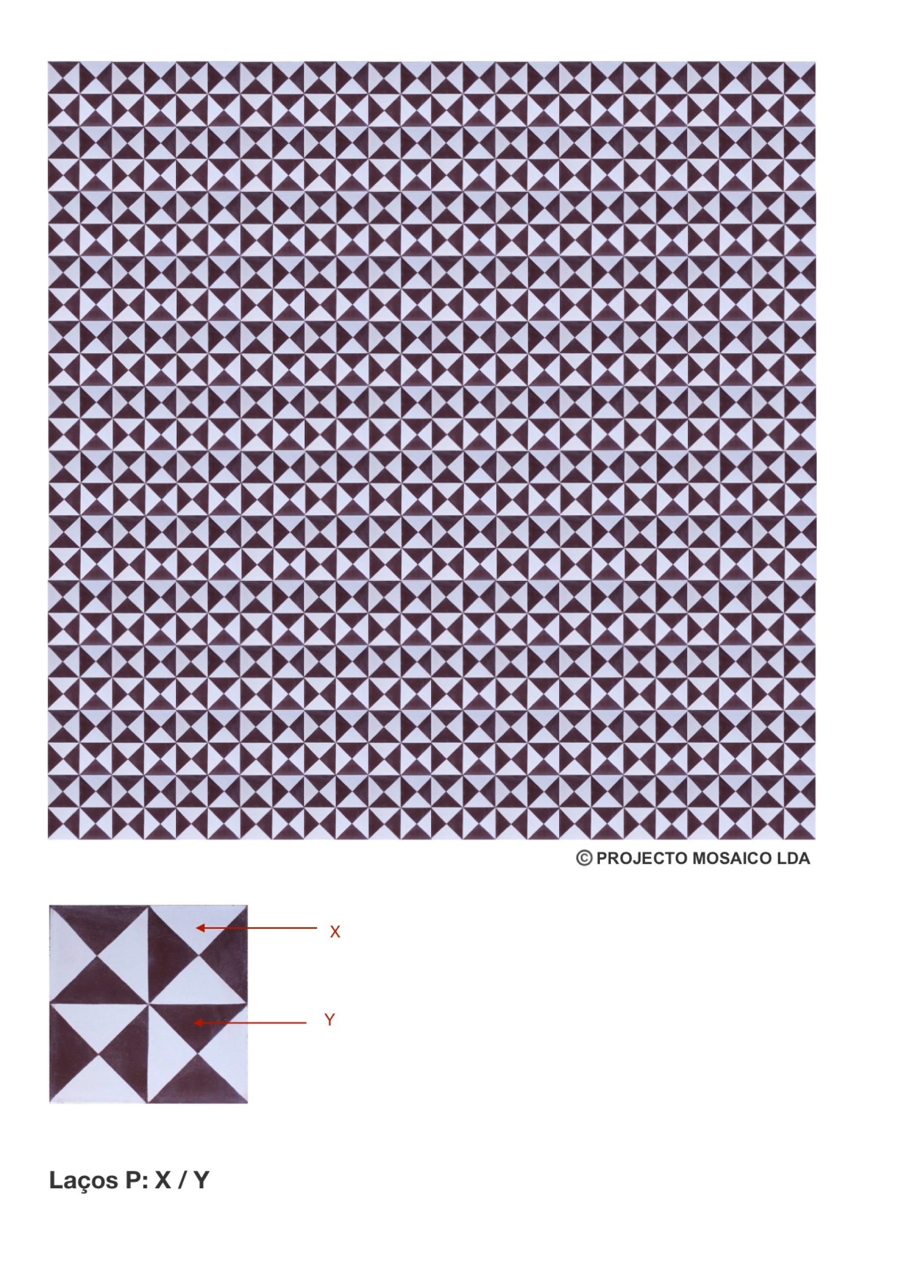 illustração de aplicação do mosaico hidráulico ref: Laços P
