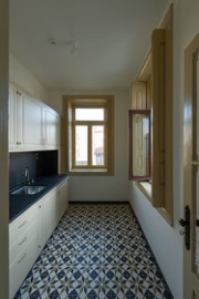 mosaico hidráulico padrão Noruega B3C aplicado numa cozinha no Porto